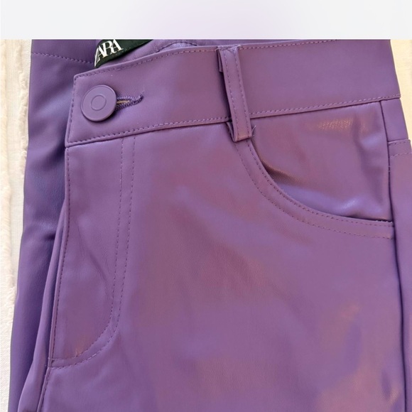 Purple Faux Leather Pants - Picture 2 of 6